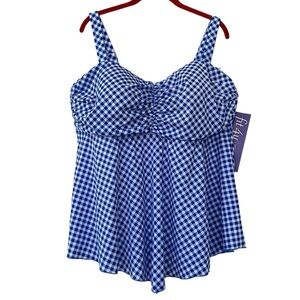Fit 4 U Plus Size Gingham Flared V Hem Bandeau Top NEW Size 24W